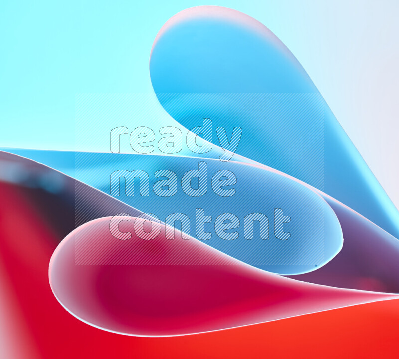An abstract art of paper folded into smooth curves in blue and red gradients