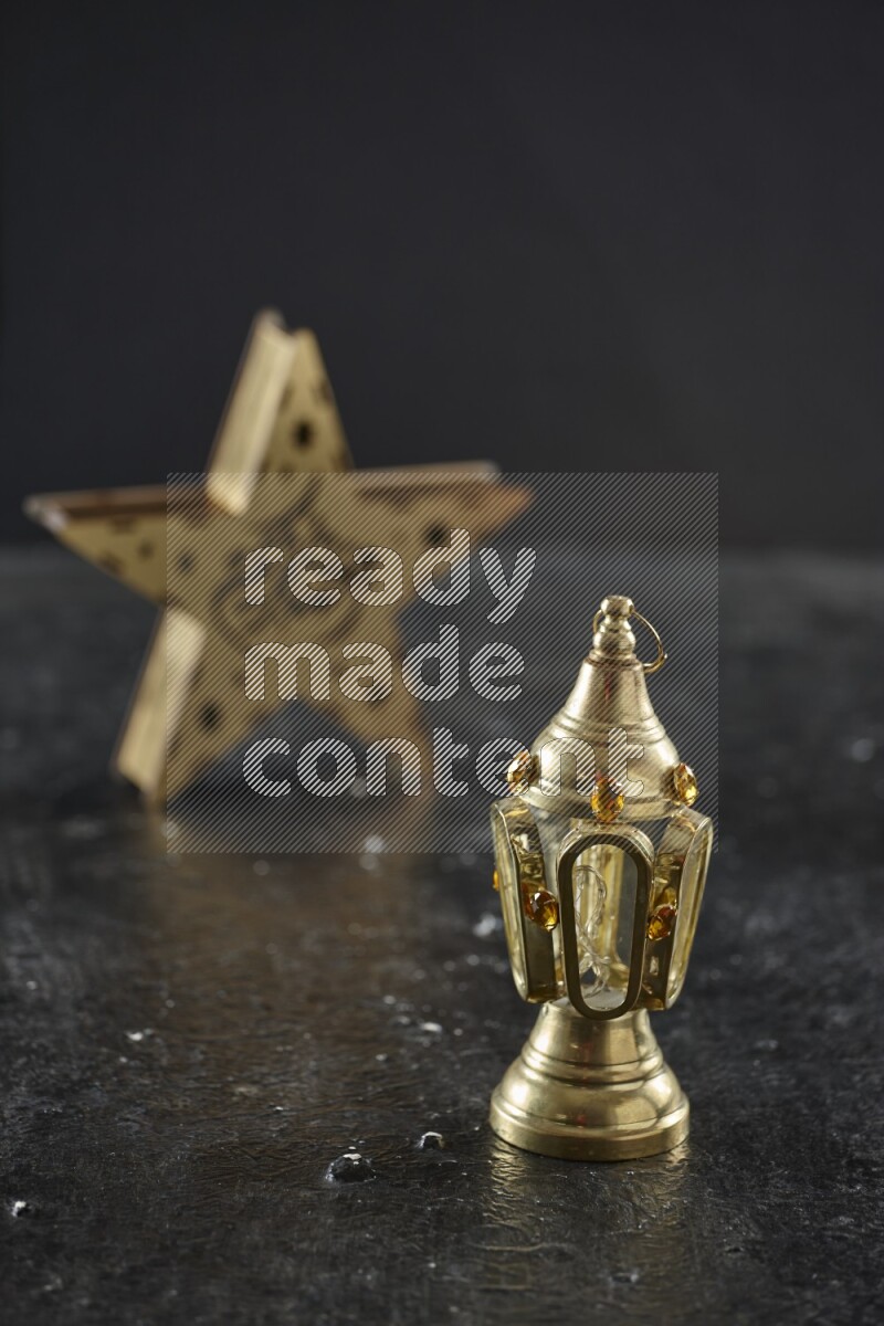 A star lantern with classic lantern on textured black background