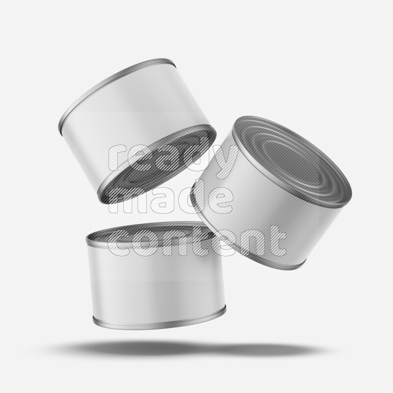Glossy metallic tin can mockup with white blank label isolated on white background 3d rendering