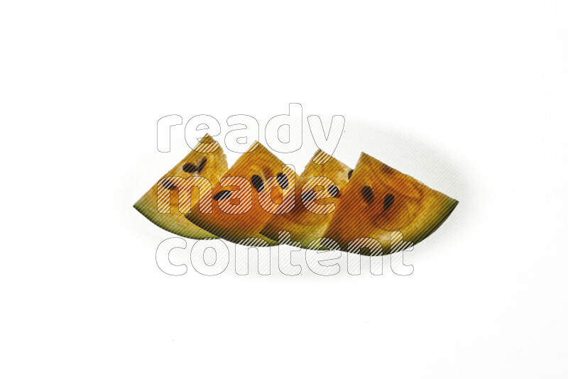 Watermelon slices on illuminated white background