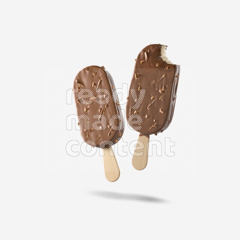 Chocolate ice cream stick mockup isolated on white background 3d rendering