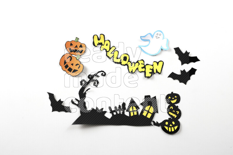 Halloween hand crafts on white background