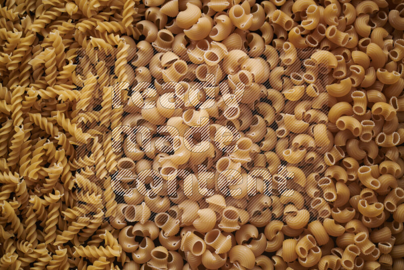 3 types of pasta filling the frame
