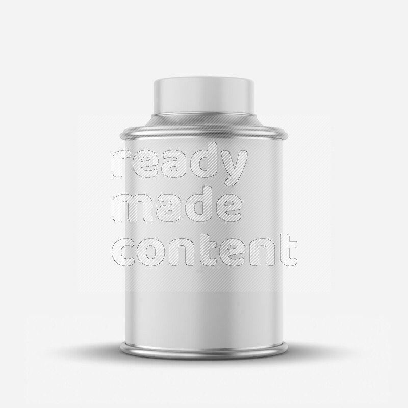 Metal tin bottle mockup with label and cap isolated on white background 3d rendering