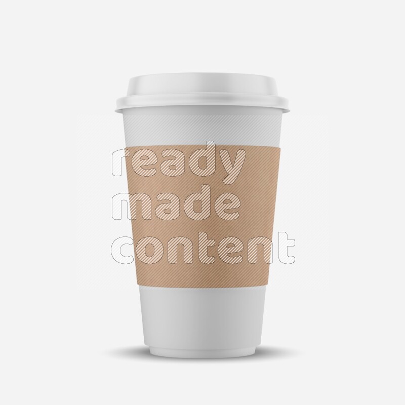 Matte paper cup mockup with holder and cap isolated on white background 3d rendering