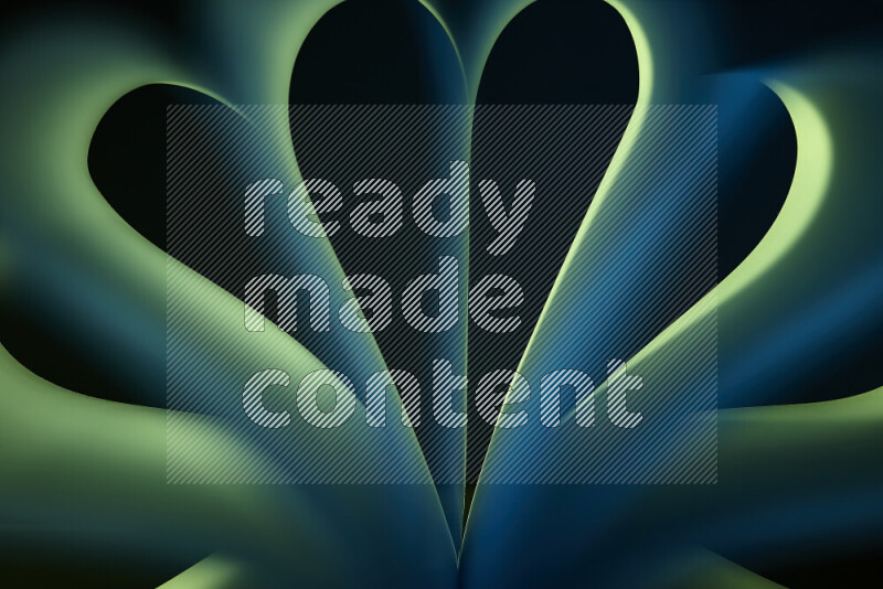 فن تجريدي يعرض منحنيات وتدرجات اللون الأزرق والأخضر مكونه بضوء ملون