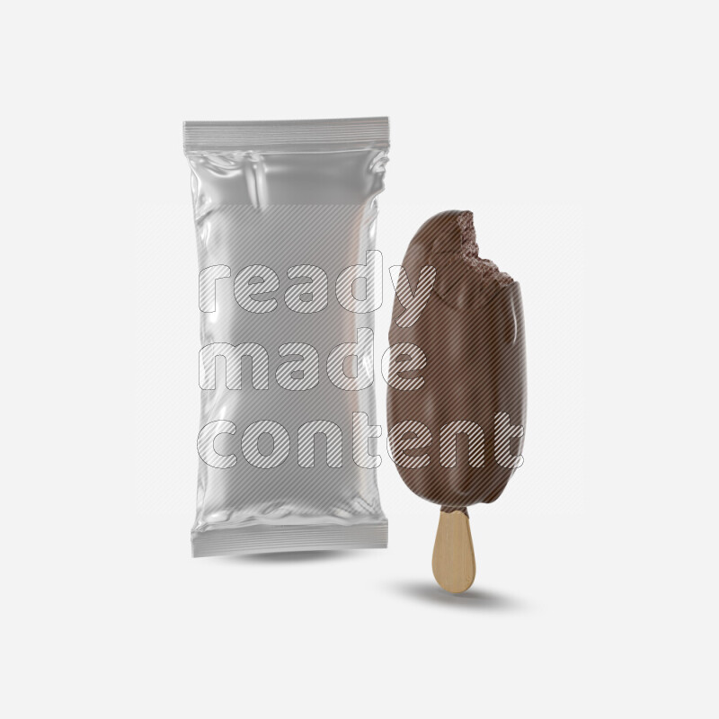Chocolate ice cream stick mockup isolated on white background 3d rendering
