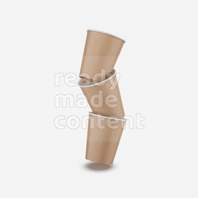 Set of matte paper cups mockup isolated on white background 3d rendering
