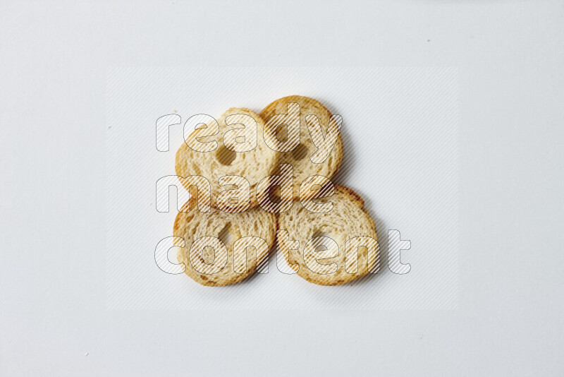 Assorted snacks on white background