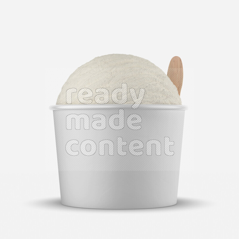 Ice cream in a white rough paper cup mockup isolated on white background 3d rendering