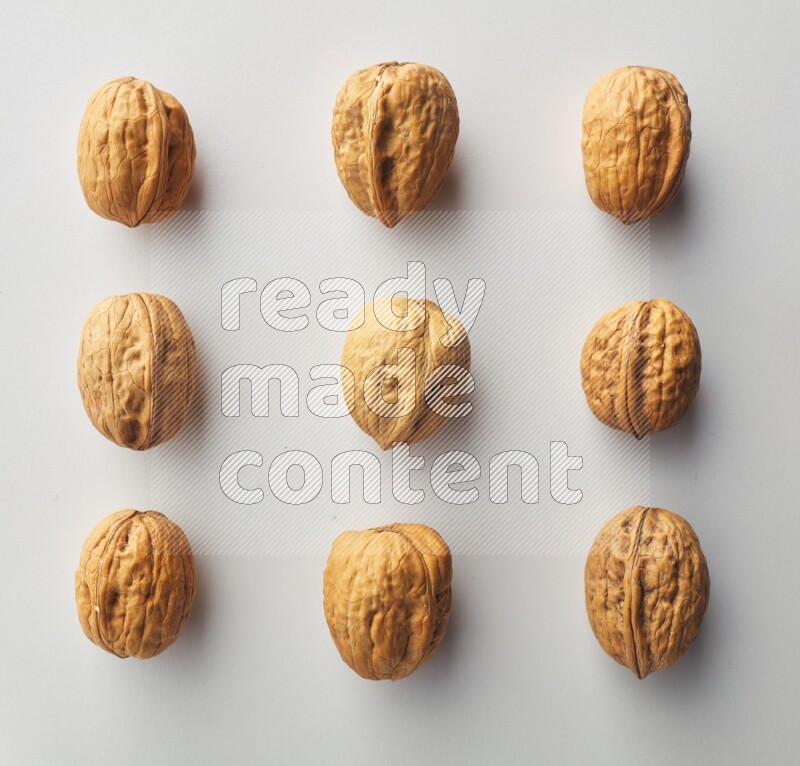Top-view shot of walnut on white background