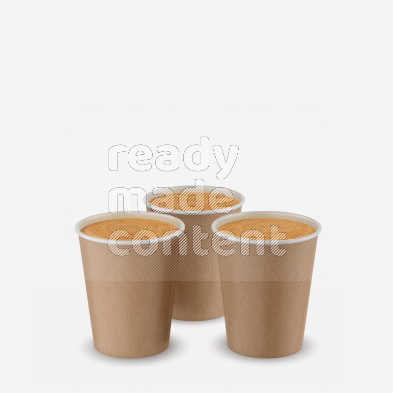 Set of matte paper cups mockup isolated on white background 3d rendering