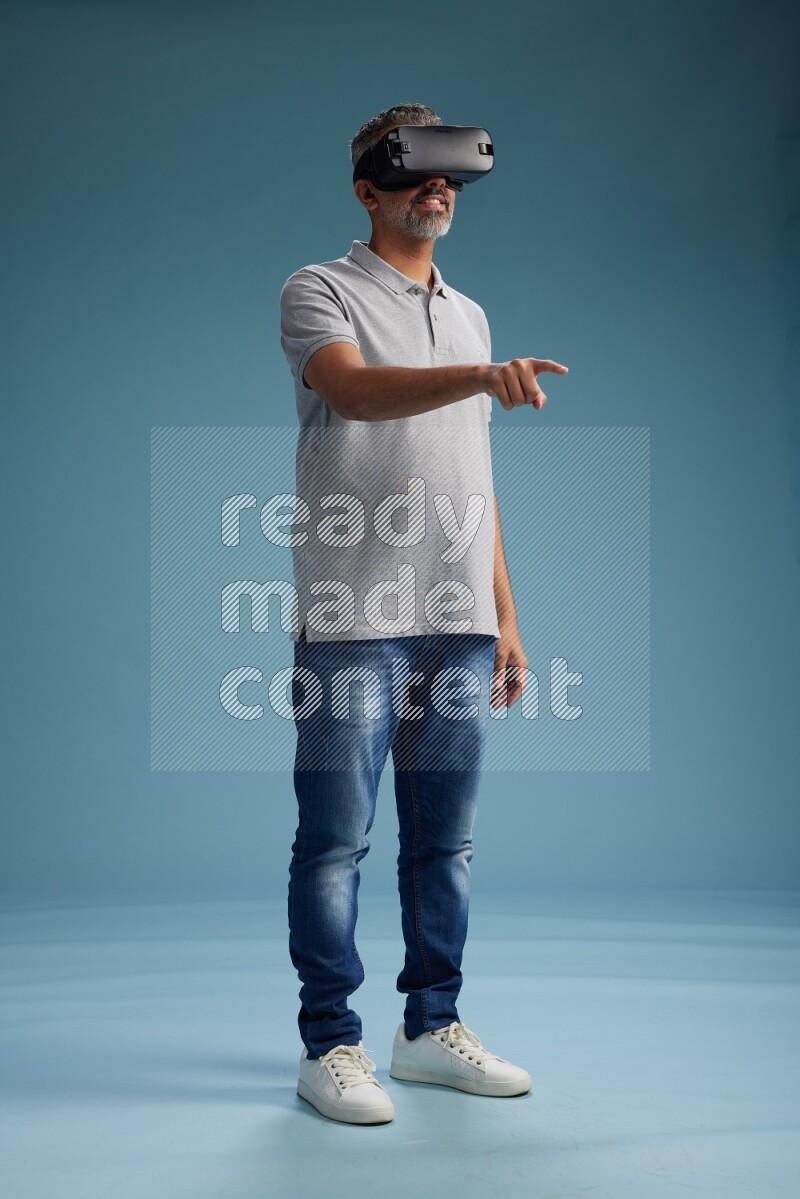 Man Standing Gaming with VR