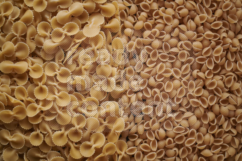 2 types of pasta filling the frame