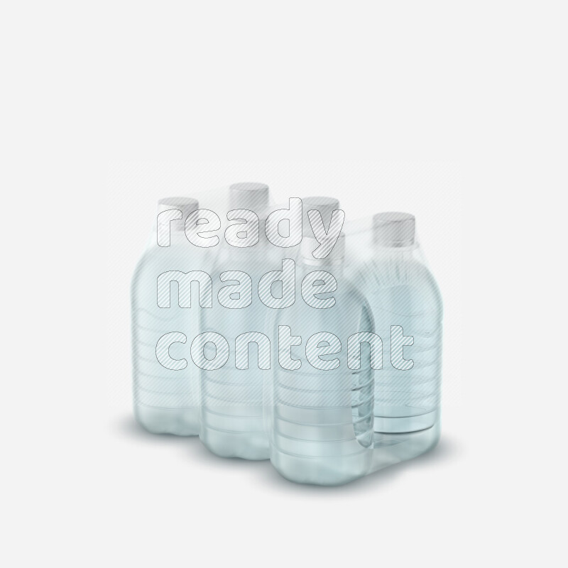 Plastic water bottles mockup wrapped isolated on white background 3d rendering
