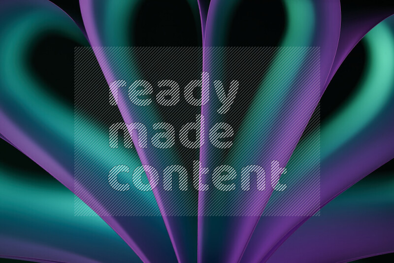 An abstract art piece displaying smooth curves in purple and green gradients created by colored light