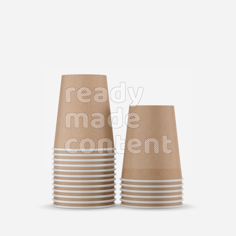 Set of matte paper cups mockup isolated on white background 3d rendering