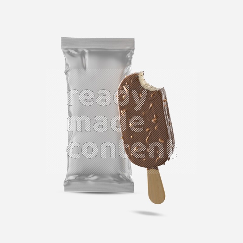 Chocolate ice cream stick mockup isolated on white background 3d rendering