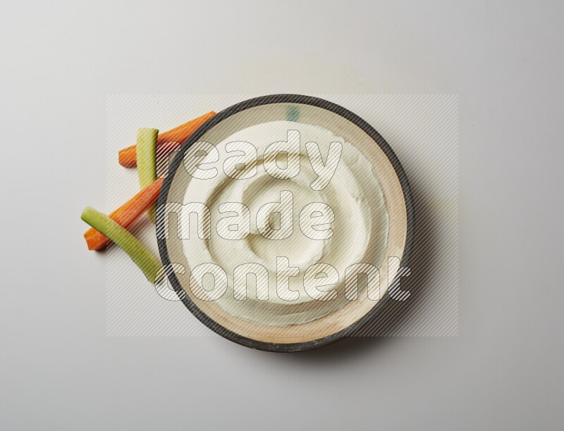 plain Lebnah in a pottery plate on a white background