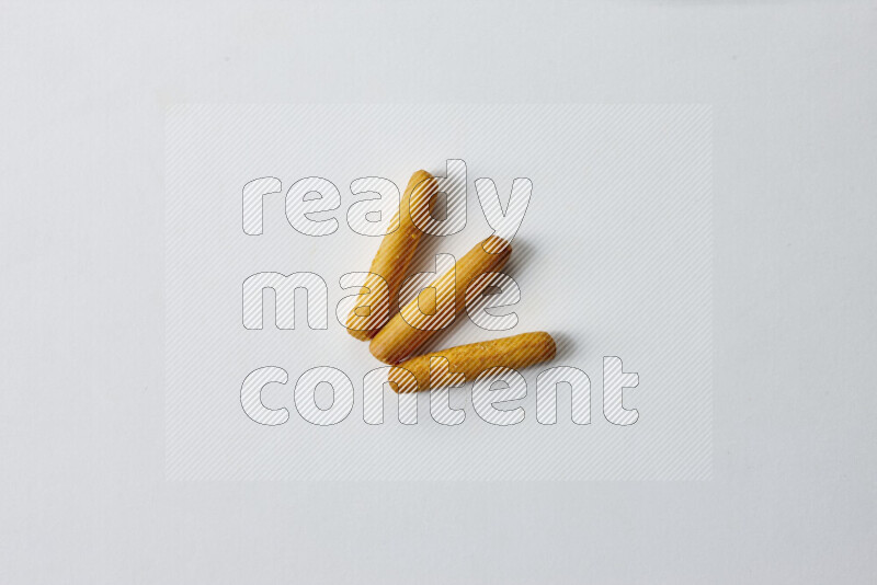 Assorted snacks on white background