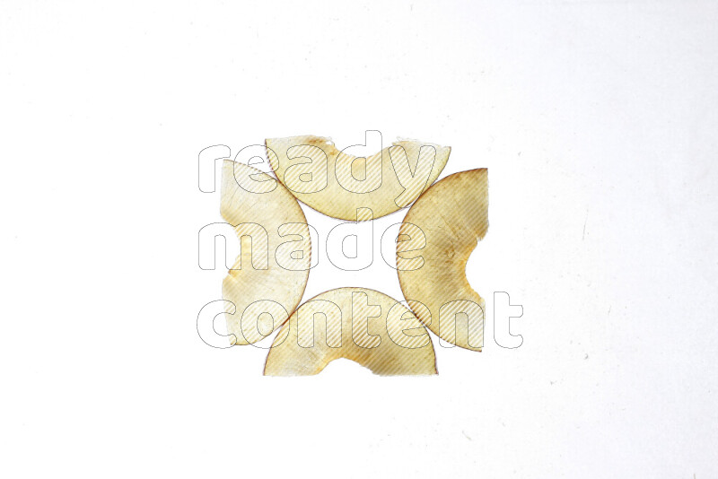 Peach slices on illuminated white background