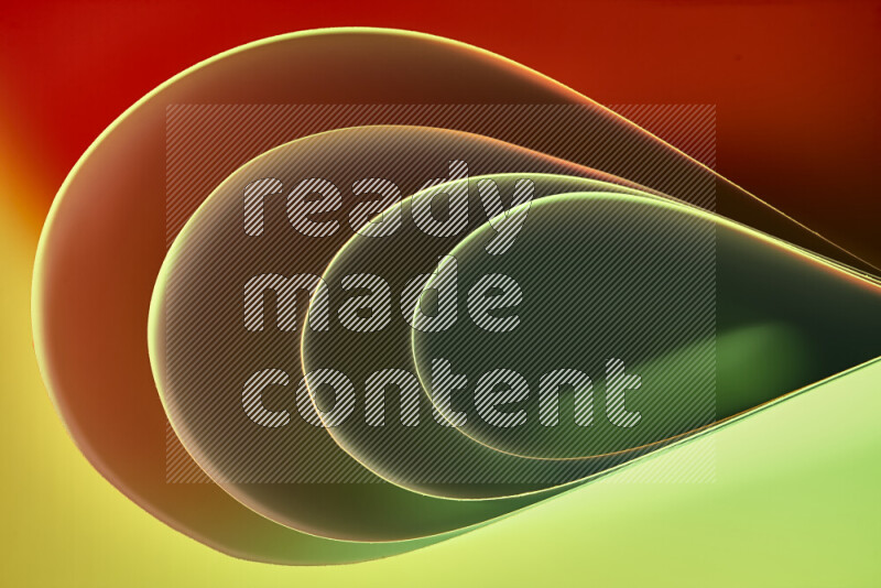 An abstract art of paper folded into smooth curves in green and red gradients