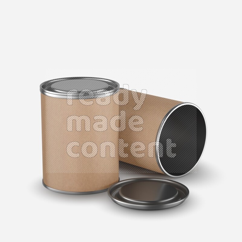 Small kraft paper tube mockup with metal lid isolated on white background 3d rendering