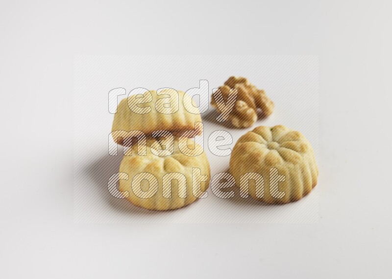 Three Pieces of Maamoul direct on white background