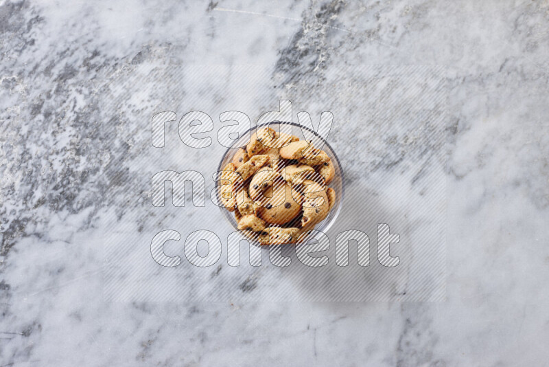 Cookies on grey marble background
