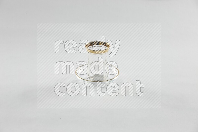 Glassware such as coffee pot, cup, saucer and jar on white background