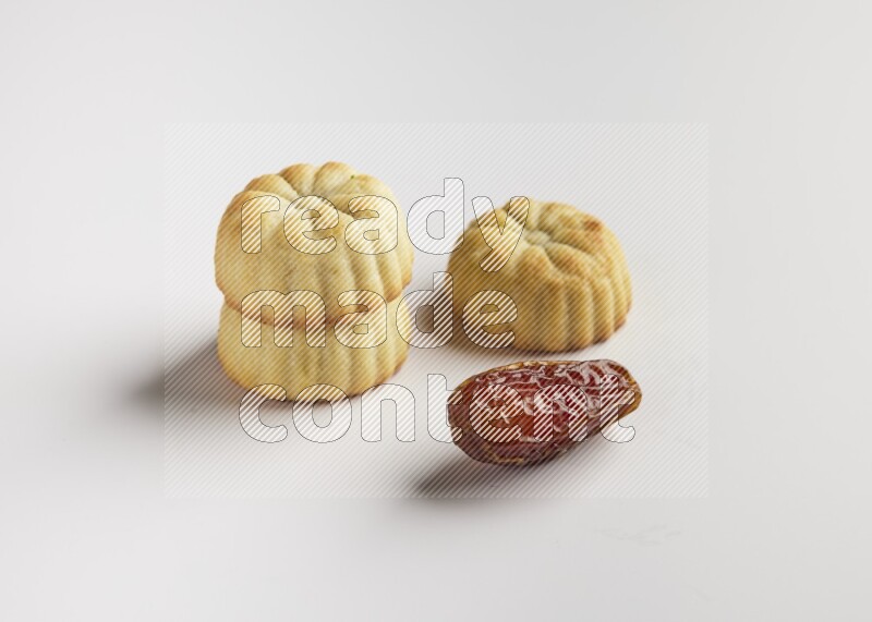 Three Pieces of Maamoul direct on white background