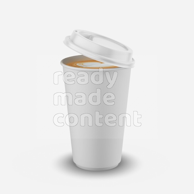 Matte paper cup mockup with cap isolated on white background 3d rendering