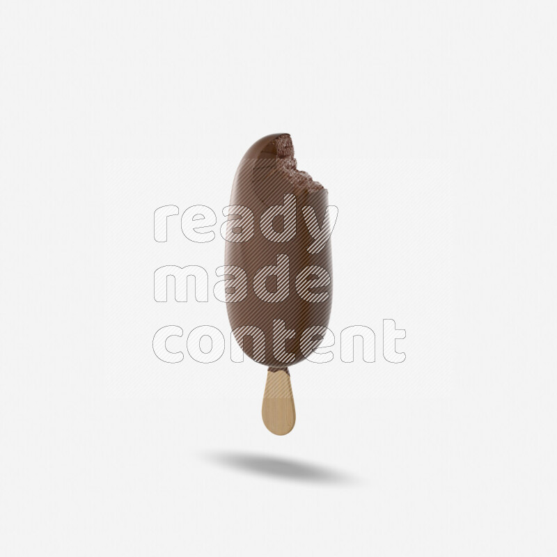 Chocolate ice cream stick mockup isolated on white background 3d rendering