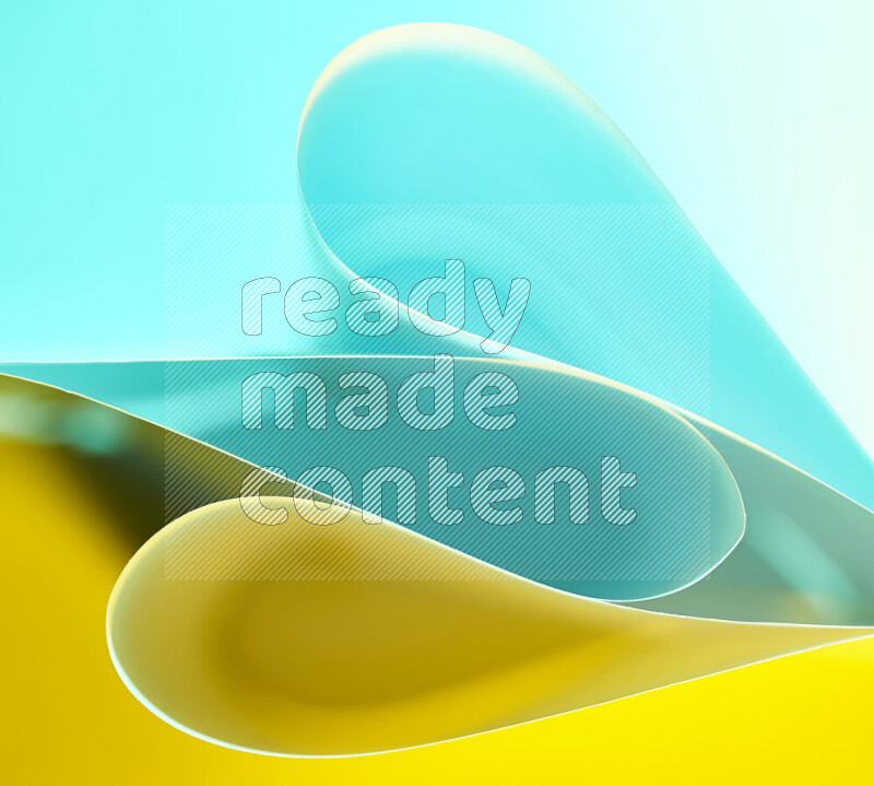 An abstract art of paper folded into smooth curves in green and yellow gradients