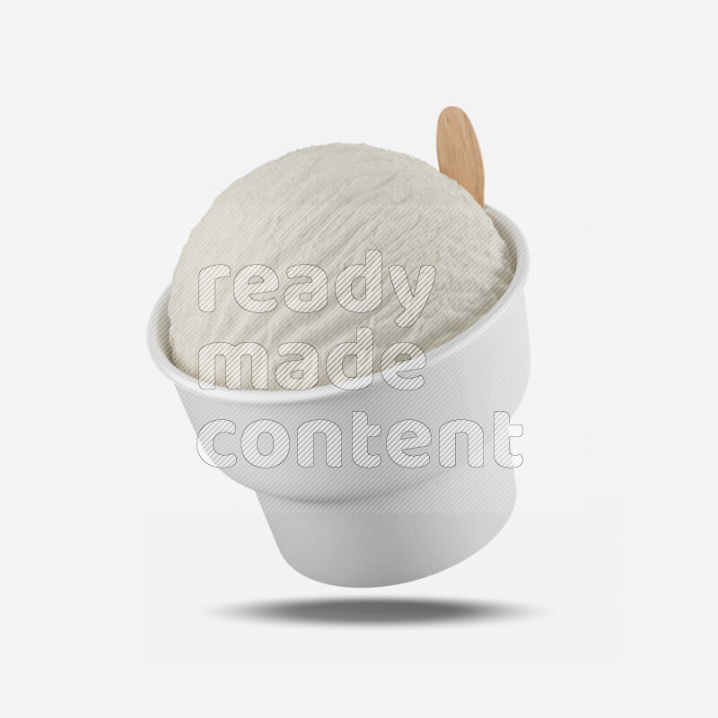 Ice cream in a white rough paper cup mockup isolated on white background 3d rendering