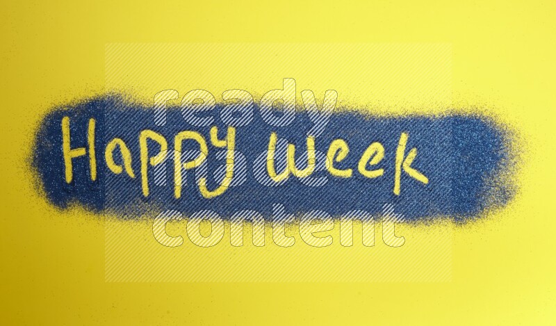 A sentence written with blue glitter on yellow background