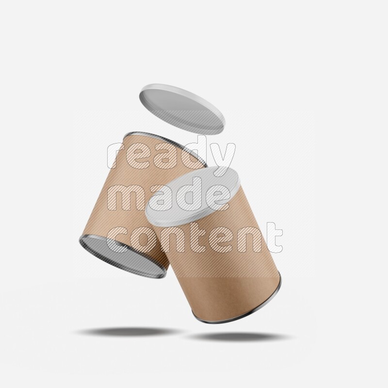 Set of Kraft paper tube mockup with plastic cap isolated on white background 3d rendering