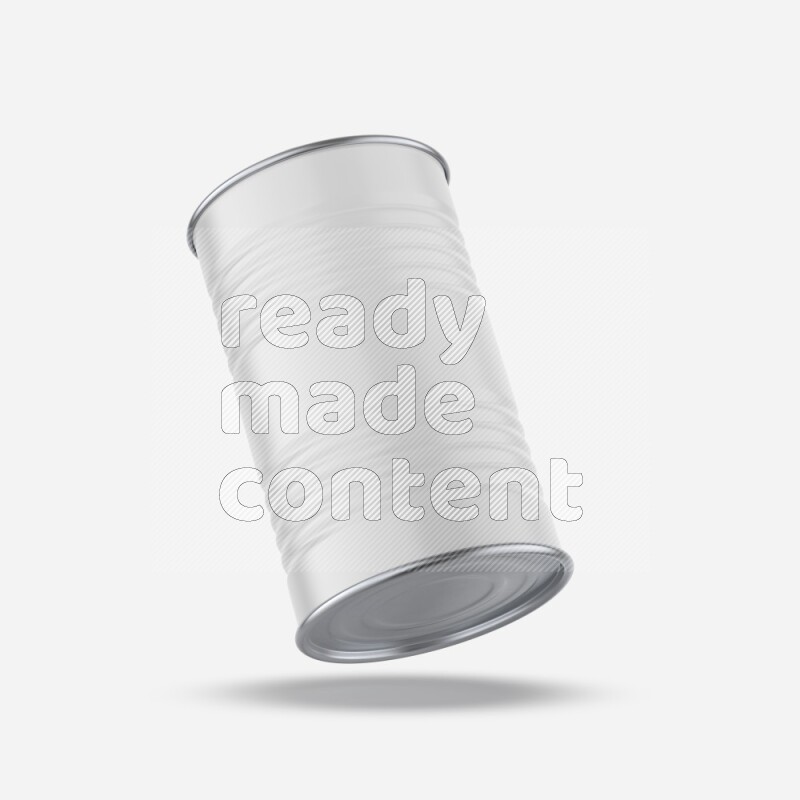 Glossy metallic tin can mockup with white blank label isolated on white background 3d rendering