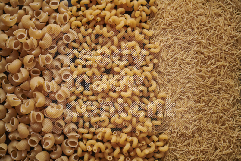 3 types of pasta filling the frame