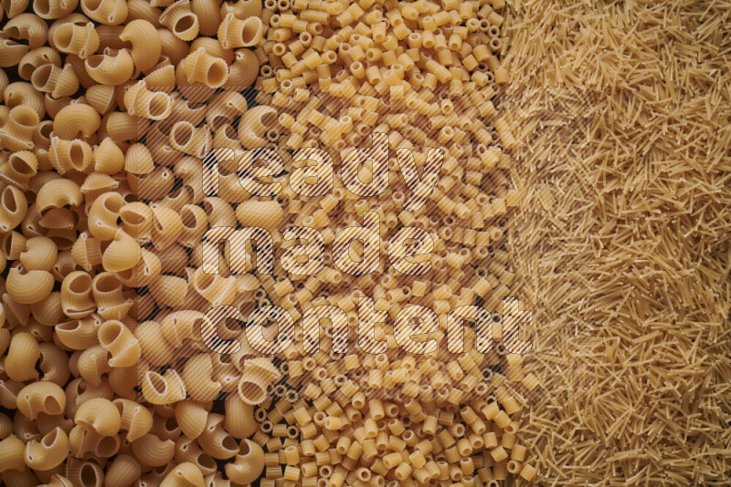 3 types of pasta filling the frame