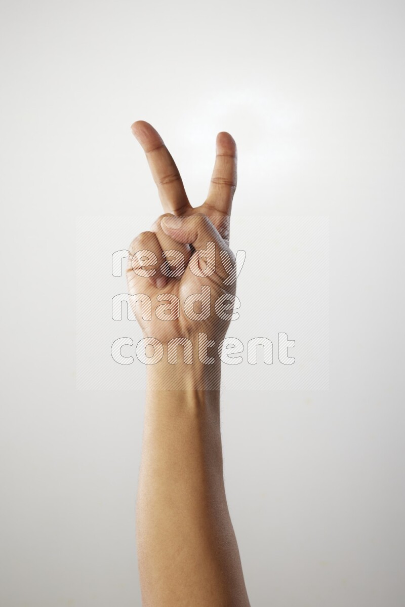 Male Hand with numbers sign on white Background