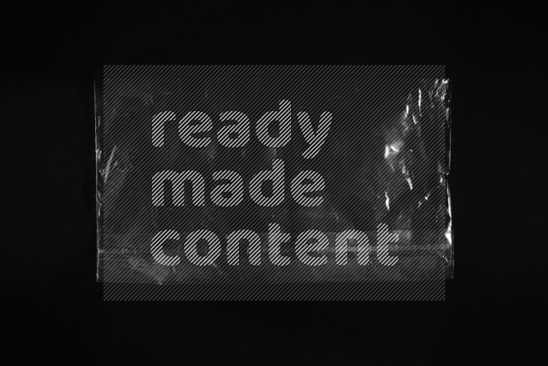 Transparent plastic textures on black background
