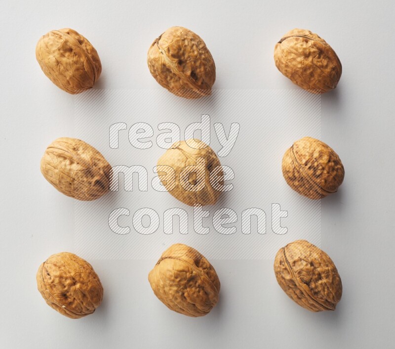 Top-view shot of walnut on white background