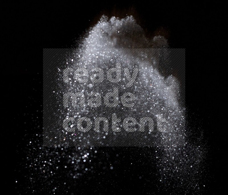 Silver glitter powder isolated on black background