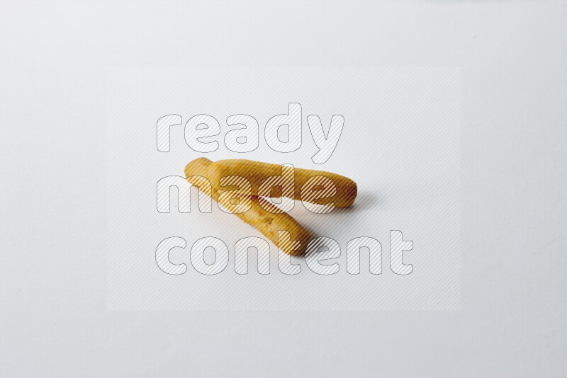 Assorted snacks on white background