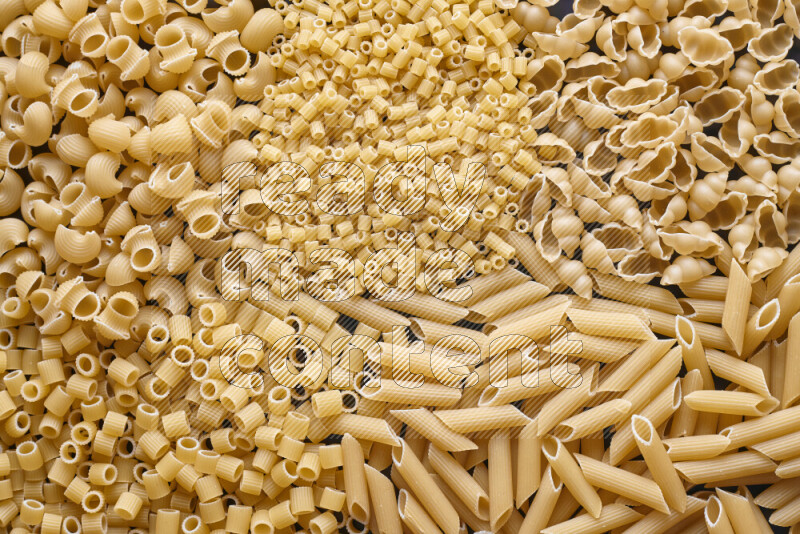 5 types of pasta filling the frame