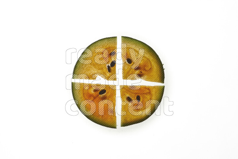 Watermelon slices on illuminated white background