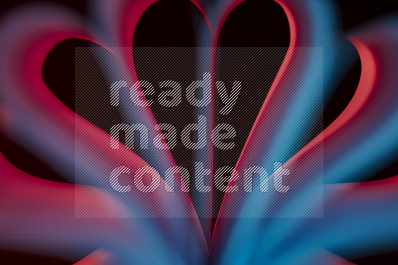 An abstract art piece displaying smooth curves in blue and red gradients created by colored light