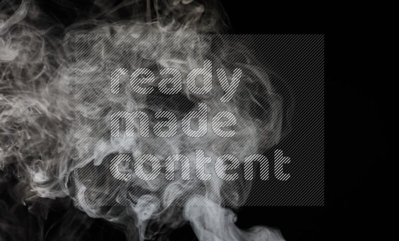 irregular white smoke on black background.
