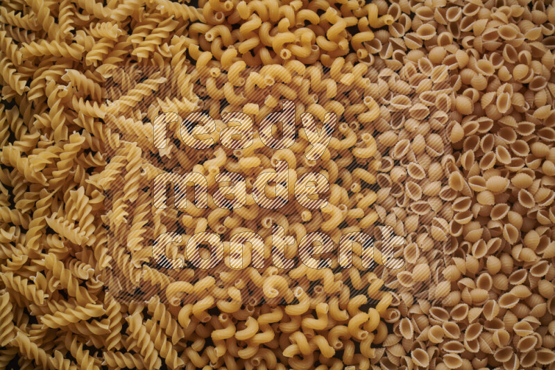 3 types of pasta filling the frame
